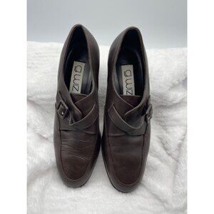 G Wiz Dark Brown Leather 2"Heel Vintage Buckle Shoes Size 9M